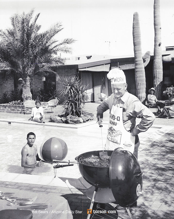 1963 Tucson home photos: A saguaro grows in their patio